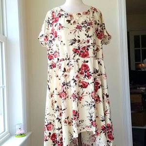 CURVY ✌️Off Shoulder Floral Hi Lo Dress spandex